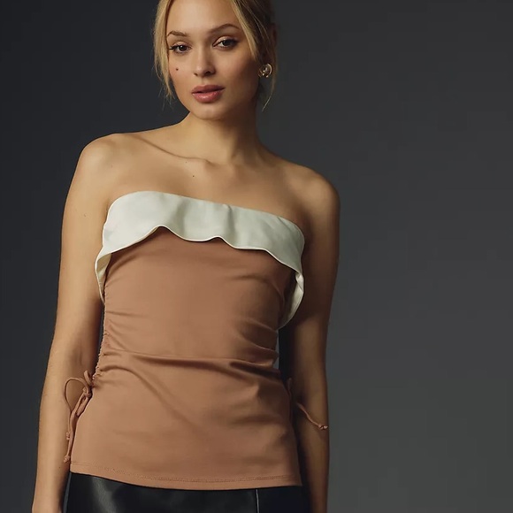 Anthropologie Strapless Side-Tie Ruched Top - Picture 6 of 10